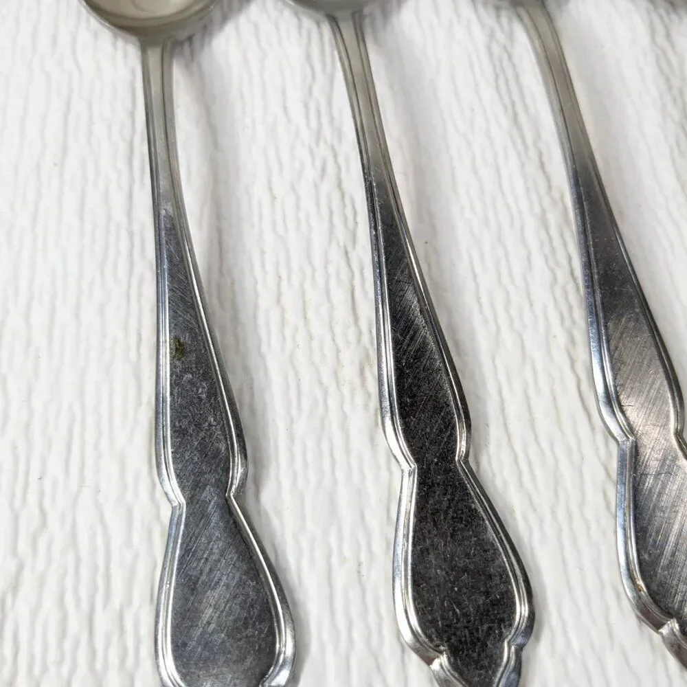 Vintage The Cellar LIVINGSTON place oval soup spoon SET 5 Stainless‎ steel